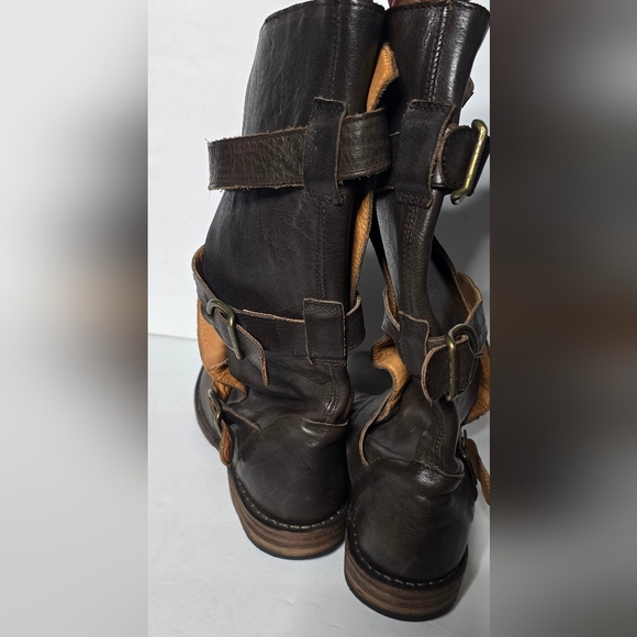 BROWN FIORENTINI + BAKER INFINITY LEATHER BUCKLE BOOTS BROWN ITALY SIZE 37 - Picture 4 of 12